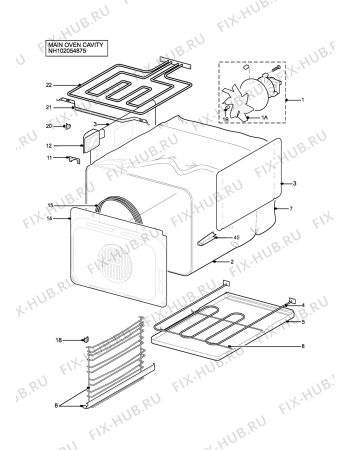 Взрыв-схема плиты (духовки) Blanco BODE266X - Схема узла H10 Main Oven Cavity (large)